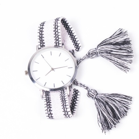 MONTRE POMPONS BLANC