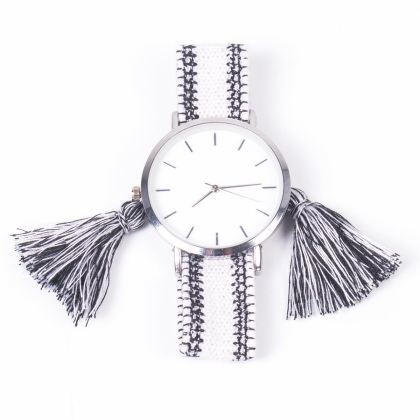 MONTRE POMPONS BLANC